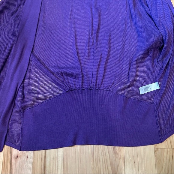 Express Purple Mesh Dolman Sleeve Open Cardigan Sweater - Picture 7 of 10